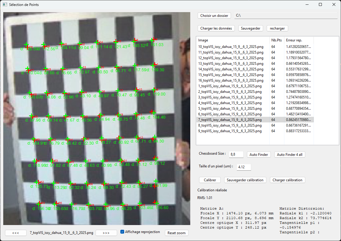 Outils de calibration/étalonnage de caméras stéréoscopiques screenshot 2